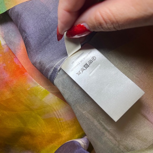 Anthropologie Aimee Clarke Silk Watercolor Sheer Button Up Shirtdress Midi Sz S - Picture 9 of 10